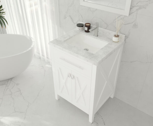 Laviva Wimbledon 24" White Bathroom Vanity with White Carrara Marble Countertop