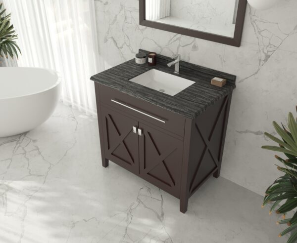 Laviva Wimbledon 36" Brown Bathroom Vanity with Black Wood Marble Countertop