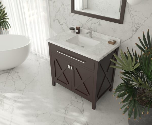 Laviva Wimbledon 36" Brown Bathroom Vanity with White Carrara Marble Countertop