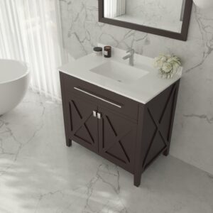 Laviva Wimbledon 36" Brown Bathroom Vanity with White Quartz Countertop