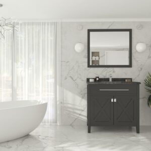 Laviva Wimbledon 36" Espresso Bathroom Vanity with Black Wood Marble Countertop