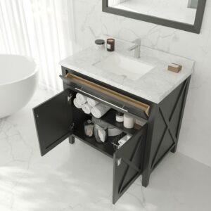 Laviva Wimbledon 36" Espresso Bathroom Vanity with Matte White VIVA Stone Solid Surface Countertop