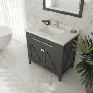 Laviva Wimbledon 36" Espresso Bathroom Vanity with White Carrara Marble Countertop