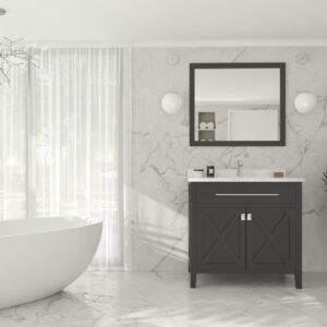 Laviva Wimbledon 36" Espresso Bathroom Vanity with White Carrara Marble Countertop