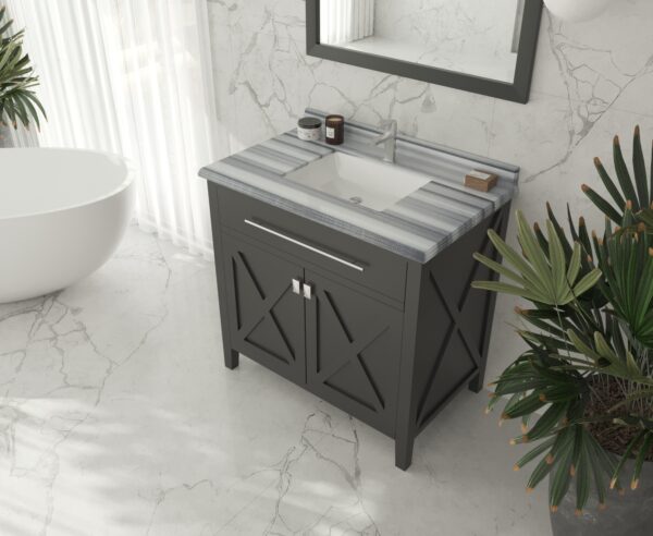 Laviva Wimbledon 36" Espresso Bathroom Vanity with White Stripes Marble Countertop