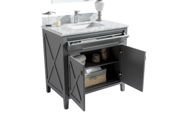 Laviva Wimbledon 36" Grey Bathroom Vanity with Black Wood Marble Countertop