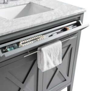 Laviva Wimbledon 36" Grey Bathroom Vanity with Matte White VIVA Stone Solid Surface Countertop