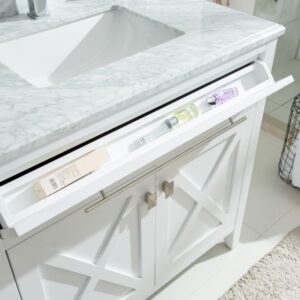 Laviva Wimbledon 36" White Bathroom Vanity with Black Wood Marble Countertop