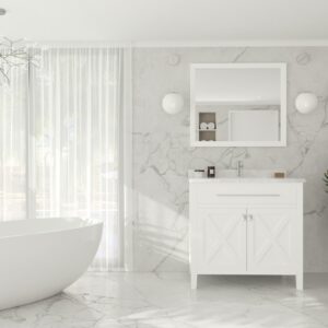 Laviva Wimbledon 36" White Bathroom Vanity with White Carrara Marble Countertop