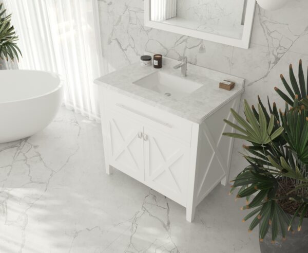 Laviva Wimbledon 36" White Bathroom Vanity with White Carrara Marble Countertop