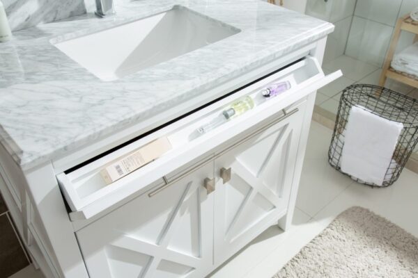 Laviva Wimbledon 36" White Bathroom Vanity with White Carrara Marble Countertop