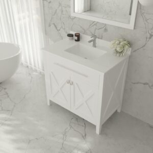 Laviva Wimbledon 36" White Bathroom Vanity with White Quartz Countertop