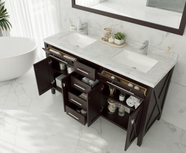 Laviva Wimbledon 60" Brown Double Sink Bathroom Vanity Cabinet