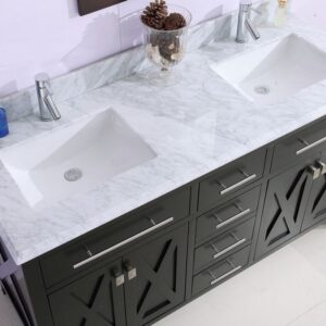 Laviva Wimbledon 60" Espresso Double Sink Bathroom Vanity with White Carrara Marble Countertop