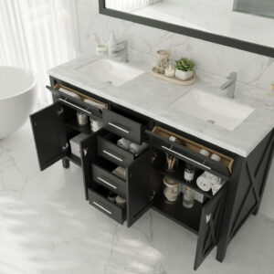 Laviva Wimbledon 60" Espresso Double Sink Bathroom Vanity Cabinet