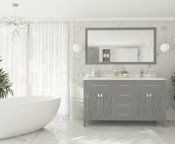 Laviva Wimbledon 60" Grey Double Sink Bathroom Vanity Cabinet