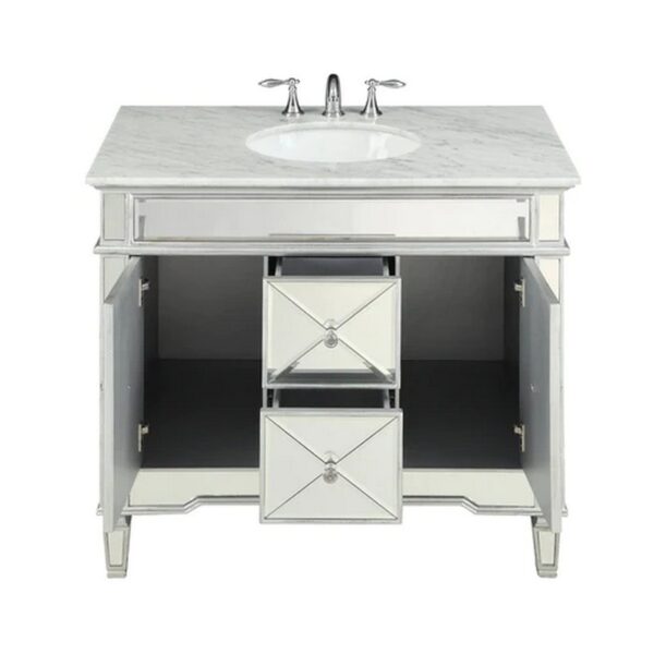 Chans Furniture BC-13Q332 Adelia 40 Inch Silver Mirrored Bathroom Sink Vanity