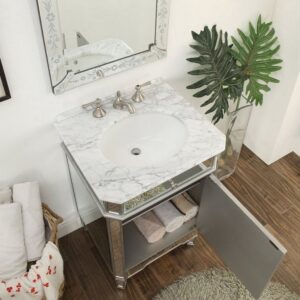 Chans Furniture BC-5026SL 24 Inch Mirror Reflection Silver Asger Powder Room Bathroom Sink Vanity BC-5026SL BC5026SL