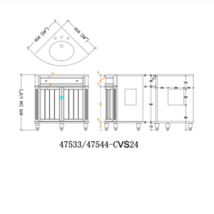 Chans Furniture ZK-47566CK Benton Collection Thomasville 24 Inch Framhouse Corner Bathroom Vanity in Gray