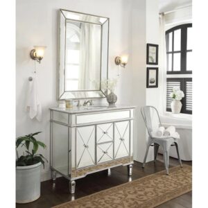 Chans Furniture BC-13Q332 Adelia 40 Inch Silver Mirrored Bathroom Sink Vanity