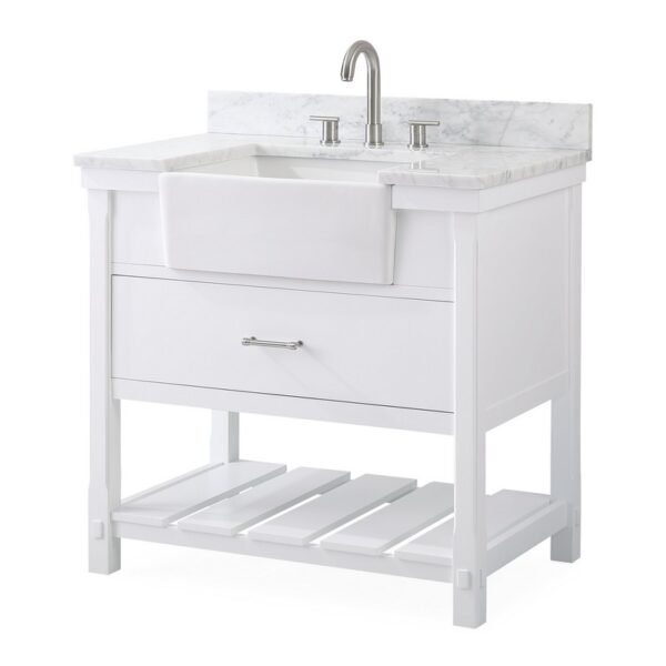 Chans Furniture 7036-WT36-RA 36 Inches Kendia Farmhouse Sink Bathroom Vanity