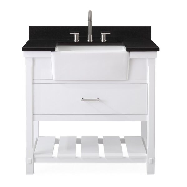 Chans Furniture 7036-WT36GT 36 Inches Kendia Farmhouse Sink Bathroom Vanity