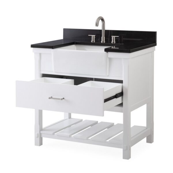 Chans Furniture 7036-WT36GT 36 Inches Kendia Farmhouse Sink Bathroom Vanity