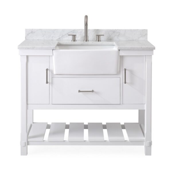 Chans Furniture 7042-WT42-RA 42 Inches Kendia Farmhouse Sink Bathroom Vanity