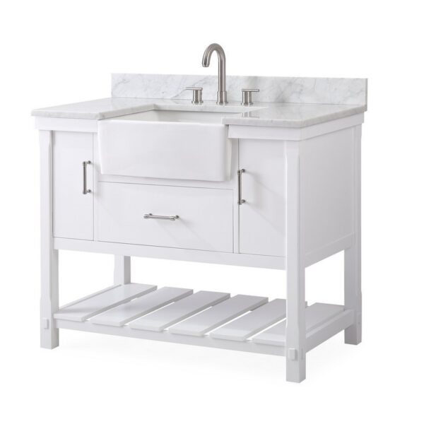 Chans Furniture 7042-WT42-RA 42 Inches Kendia Farmhouse Sink Bathroom Vanity