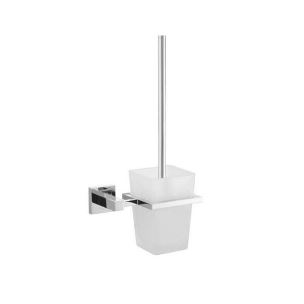 KubeBath 93610 Aqua Piazza Frosted Glass Toilet Brush in Triple Chrome