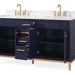 Chans Furniture TB-9888NB-V60 60 Inch Beatrice Bathroom Sink Vanity in Navy Blue