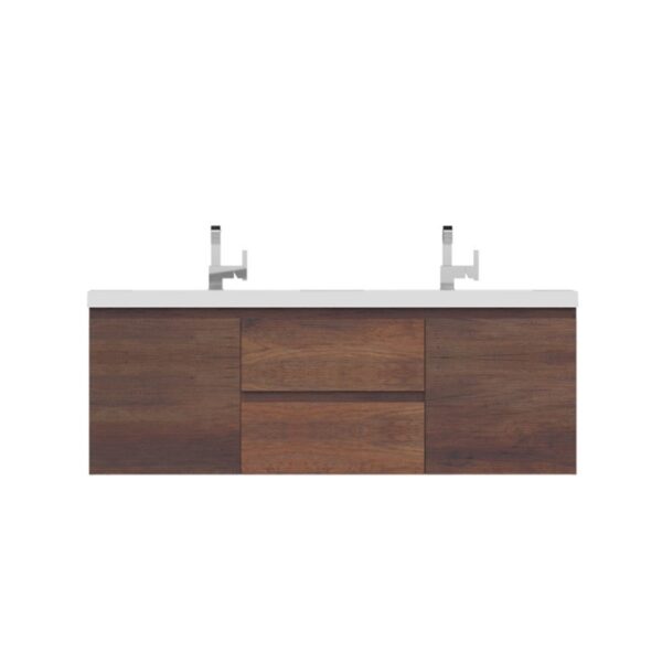 Alya Bath AB-MOF60D Paterno 59 1/8 Inch Double Modern Wall Mounted Bathroom Vanity