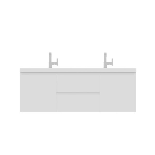 Alya Bath AB-MOF60D Paterno 59 1/8 Inch Double Modern Wall Mounted Bathroom Vanity