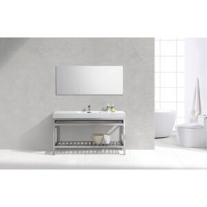 KubeBath AC60S Cisco 60 Inch Single Sink Stainless Steel Console with Acrylic Sink in Chrome