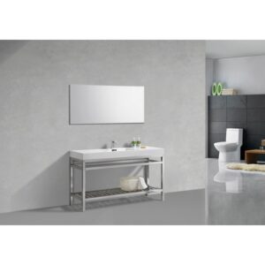 KubeBath AC60S Cisco 60 Inch Single Sink Stainless Steel Console with Acrylic Sink in Chrome