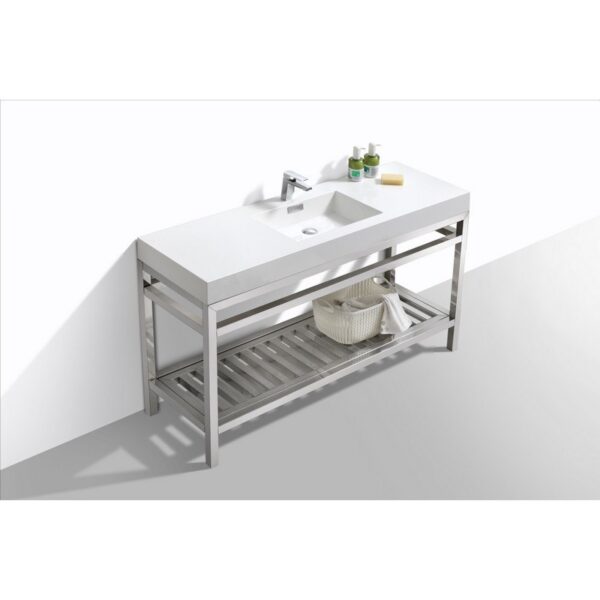 KubeBath AC60S Cisco 60 Inch Single Sink Stainless Steel Console with Acrylic Sink in Chrome