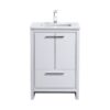 Kubebath AD624GW Dolce 24 Inch High Gloss White Modern Bathroom Vanity with White Quartz Counter-Top