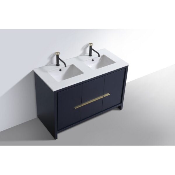 Kubebath AD648D Dolce 48 Inch Freestanding Double Sink Bath Vanity with White Quartz Counter-Top