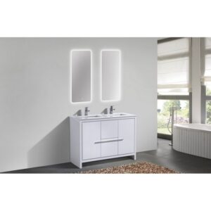 Kubebath AD648D Dolce 48 Inch Freestanding Double Sink Bath Vanity with White Quartz Counter-Top