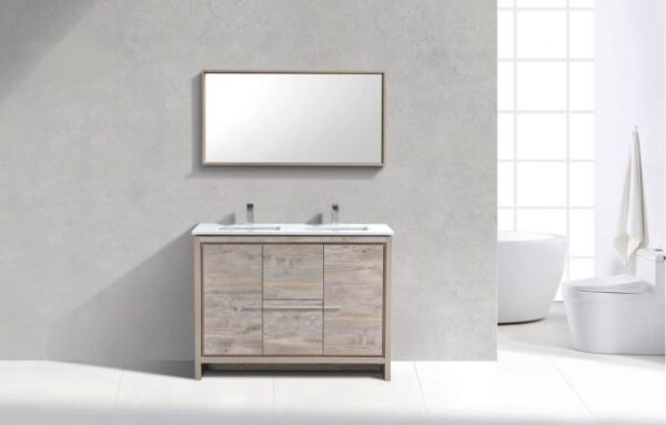 Kubebath AD648D Dolce 48 Inch Freestanding Double Sink Bath Vanity with White Quartz Counter-Top