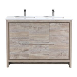 Kubebath AD648D Dolce 48 Inch Freestanding Double Sink Bath Vanity with White Quartz Counter-Top