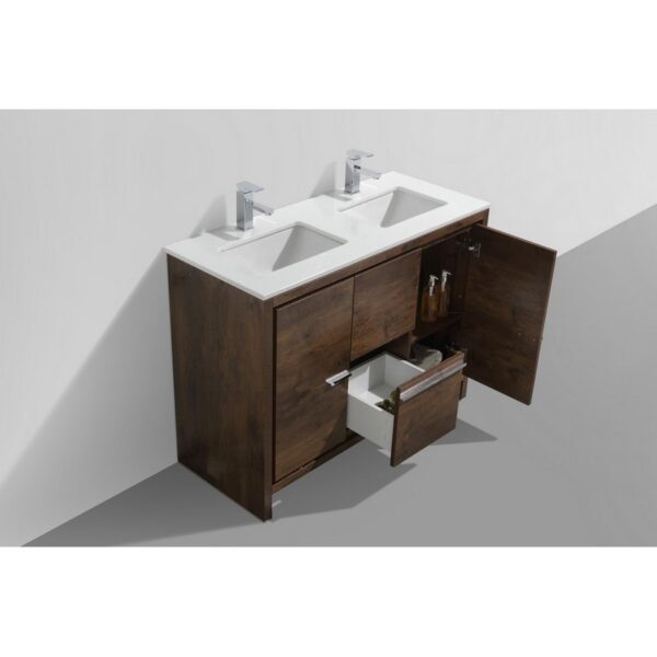 Kubebath AD648D Dolce 48 Inch Freestanding Double Sink Bath Vanity with White Quartz Counter-Top