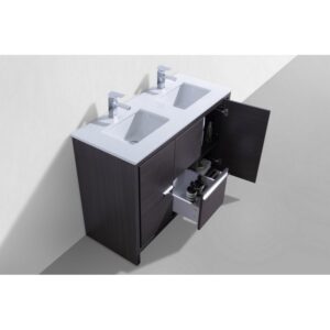 Kubebath AD648D Dolce 48 Inch Freestanding Double Sink Bath Vanity with White Quartz Counter-Top