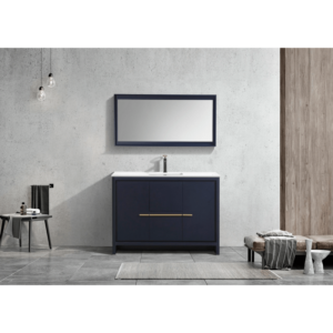 KubeBath AD648SBLUE Dolce 48 Inch Modern Bathroom Vanity in Blue with White Quartz Counter-Top