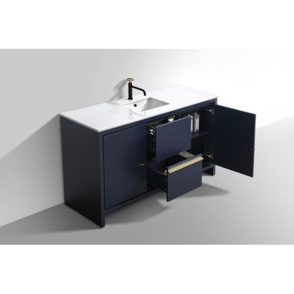 Kubebath AD660S Dolce 60 Inch Freestanding Single Sink Bath Vanity with Quartz Counter-Top