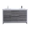 Kubebath AD660DHG Dolce 60 Inch Double Sink Ash Gray Modern Bathroom Vanity with White Quartz Counter-Top