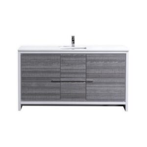 Kubebath AD660S Dolce 60 Inch Freestanding Single Sink Bath Vanity with Quartz Counter-Top