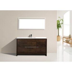 Kubebath AD660S Dolce 60 Inch Freestanding Single Sink Bath Vanity with Quartz Counter-Top