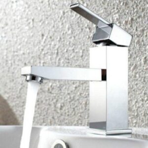 Kubebath AFB041 Aqua Piazza Single Lever Bathroom Vanity Faucet in White