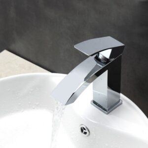 Kubebath AFB053 Aqua Balzo Single Lever Wide Spread Bathroom Vanity Faucet in Chrome